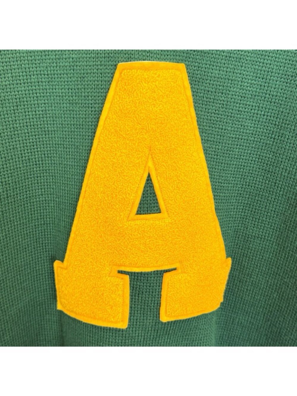 Vintage 60's University of Alberta Letterman Sweater Green V Neck Mens Medium - Picture 2 of 4